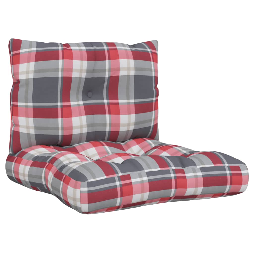 Pallet Cushion 2-piece Red Checkered Fabric