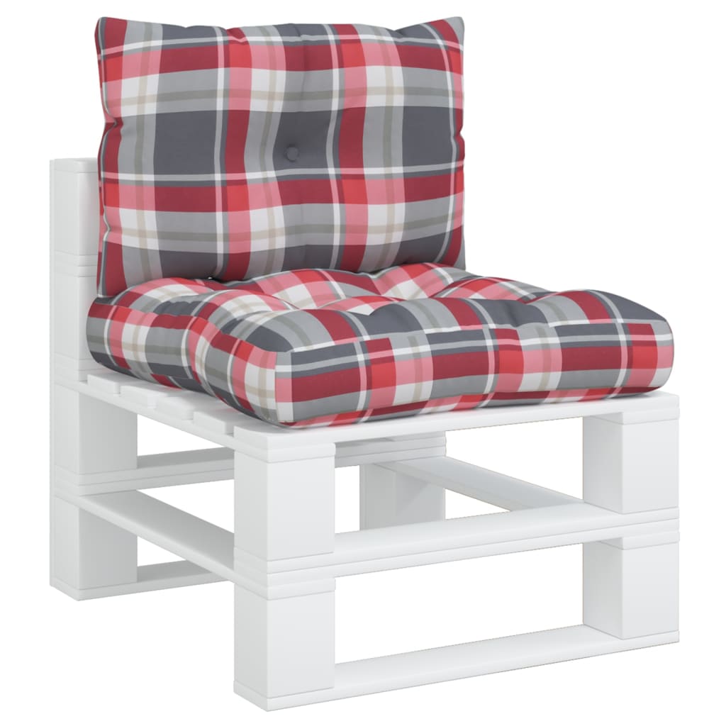 Pallet Cushion 2-piece Red Checkered Fabric