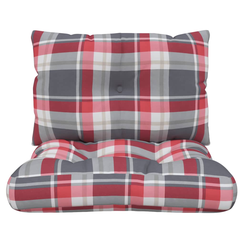 Pallet Cushion 2-piece Red Checkered Fabric