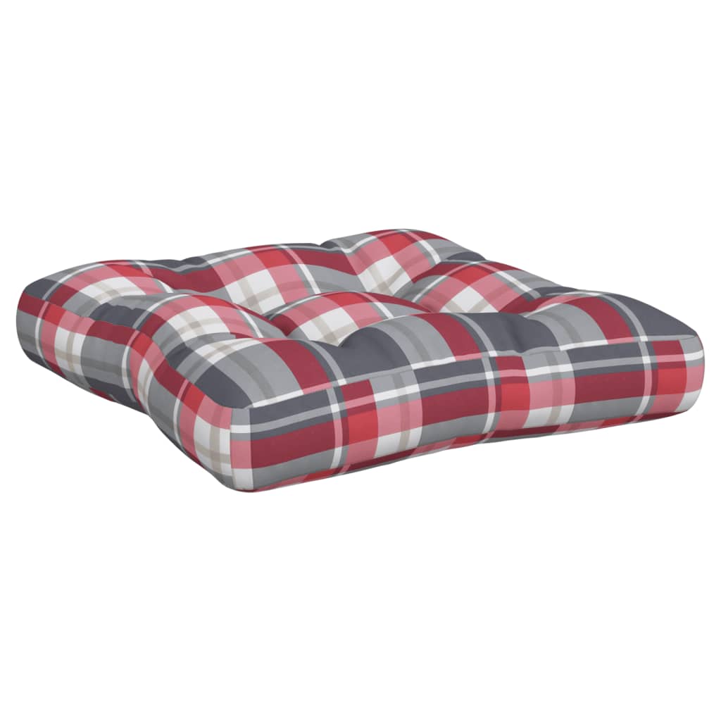 Pallet Cushion 2-piece Red Checkered Fabric