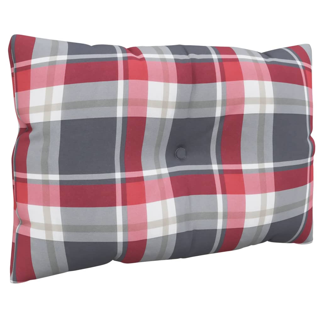 Pallet Cushion 2-piece Red Checkered Fabric