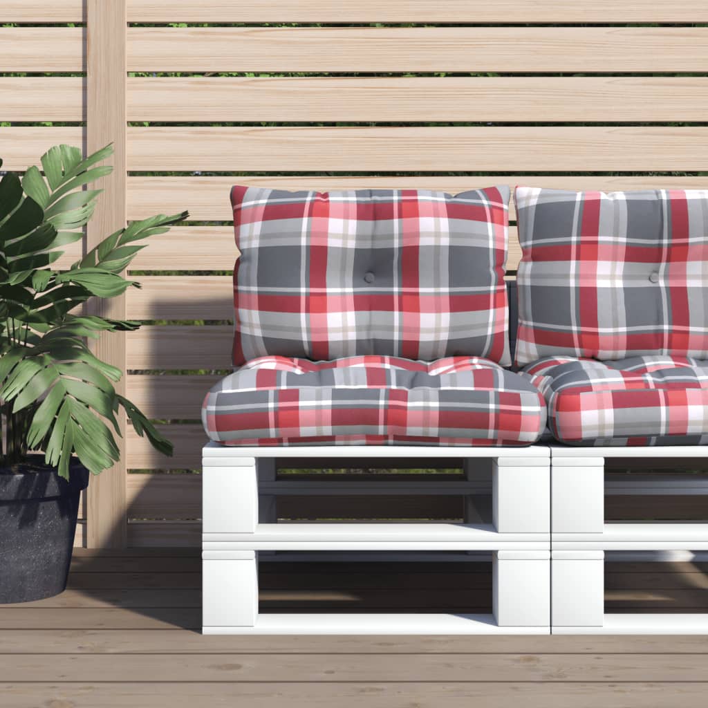 Pallet Cushion 2-piece Red Checkered Fabric