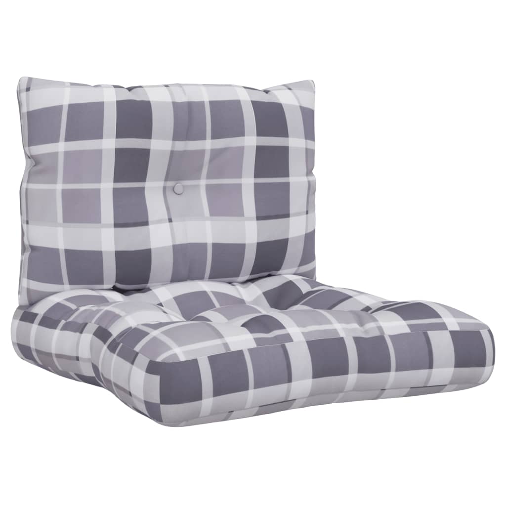 Coussin de palette 2 pièces Tissu à carreaux gris