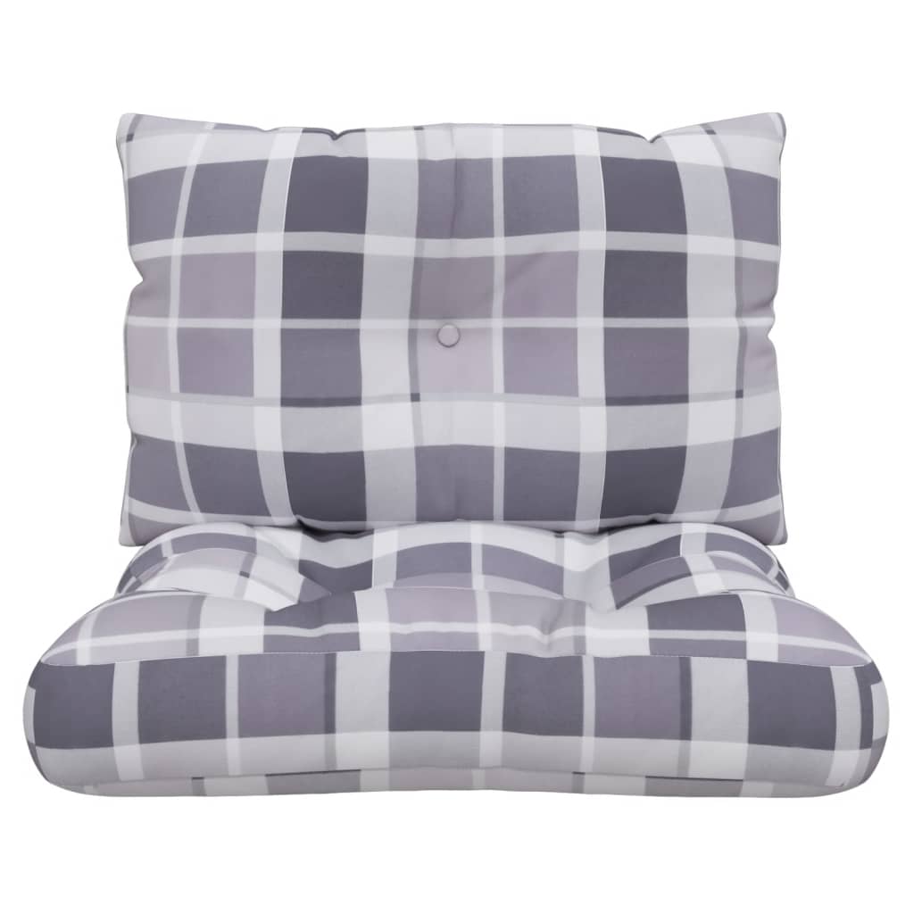 Coussin de palette 2 pièces Tissu à carreaux gris