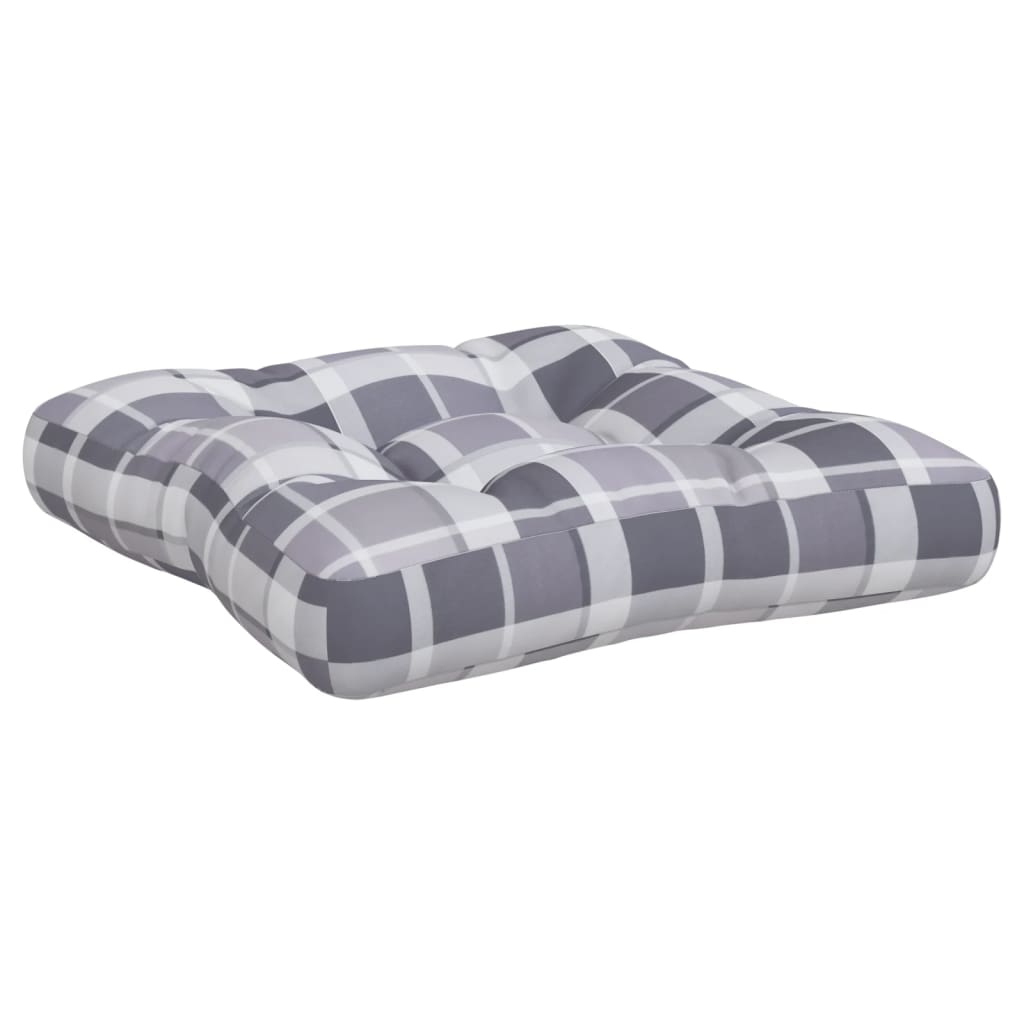 Coussin de palette 2 pièces Tissu à carreaux gris