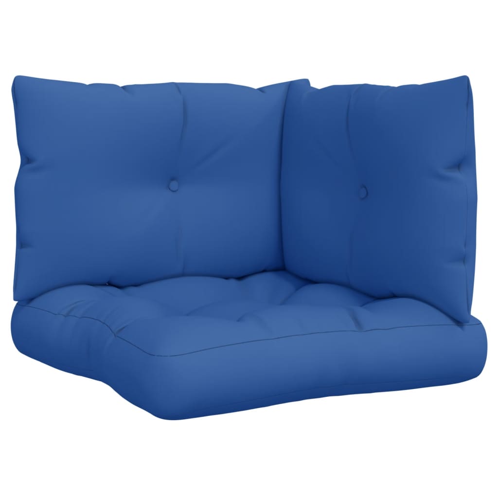 Coussin de palette 3 pcs. bleu roi tissu
