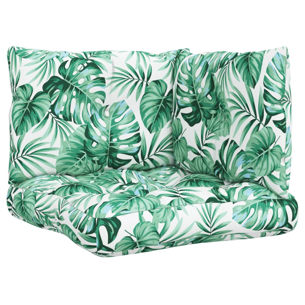 3-piece pallet cushion with leaf pattern fabric