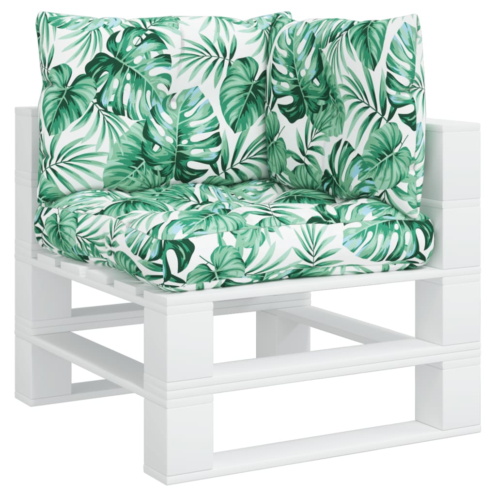 3-piece pallet cushion with leaf pattern fabric