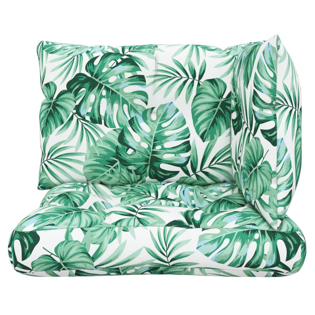 3-piece pallet cushion with leaf pattern fabric