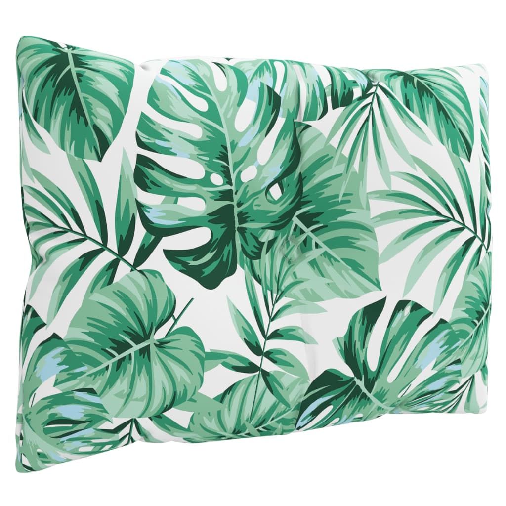 3-piece pallet cushion with leaf pattern fabric