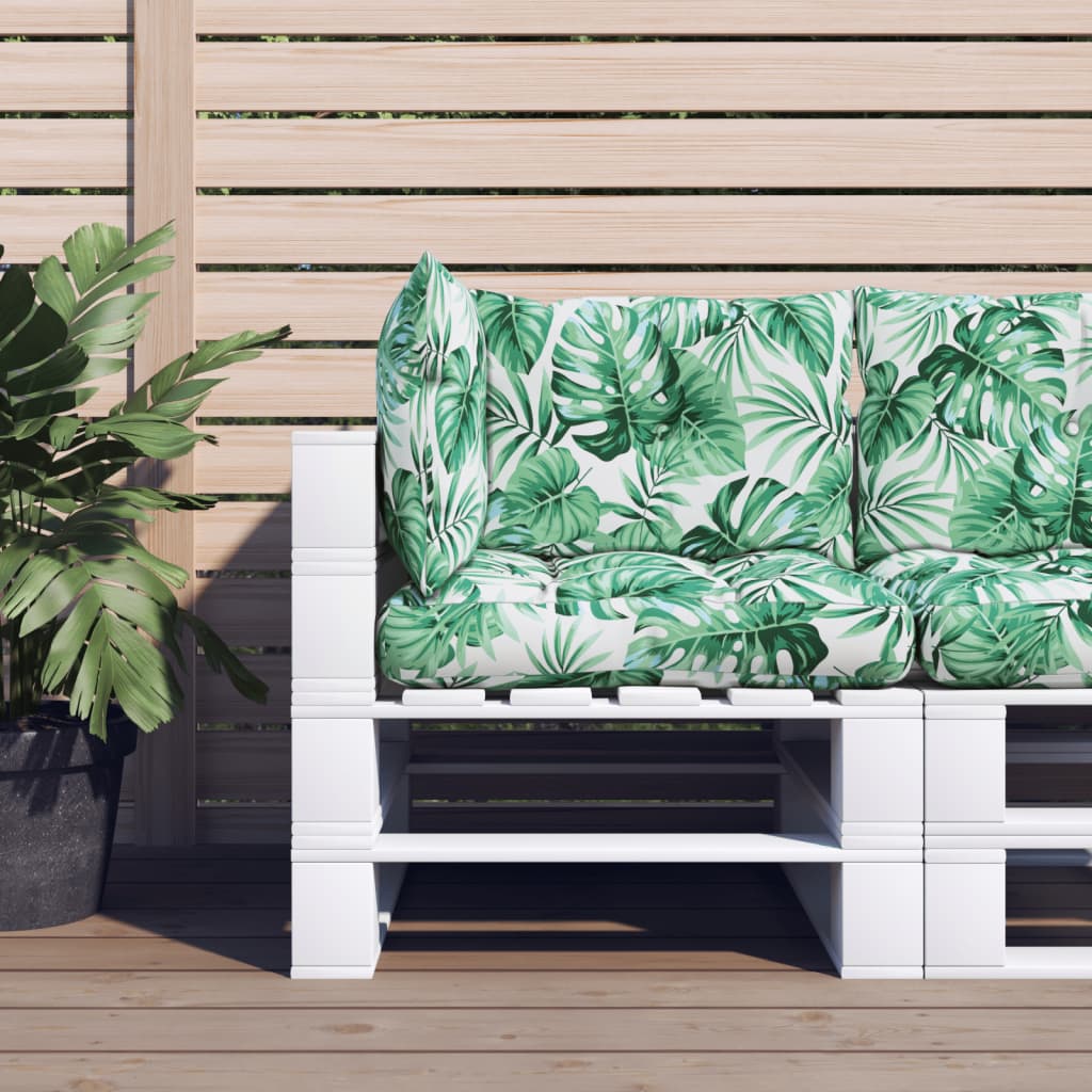 3-piece pallet cushion with leaf pattern fabric