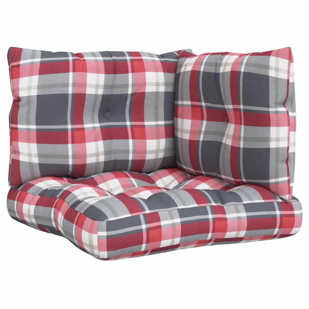 Coussins de palette 3 pièces Tissu à carreaux rouge