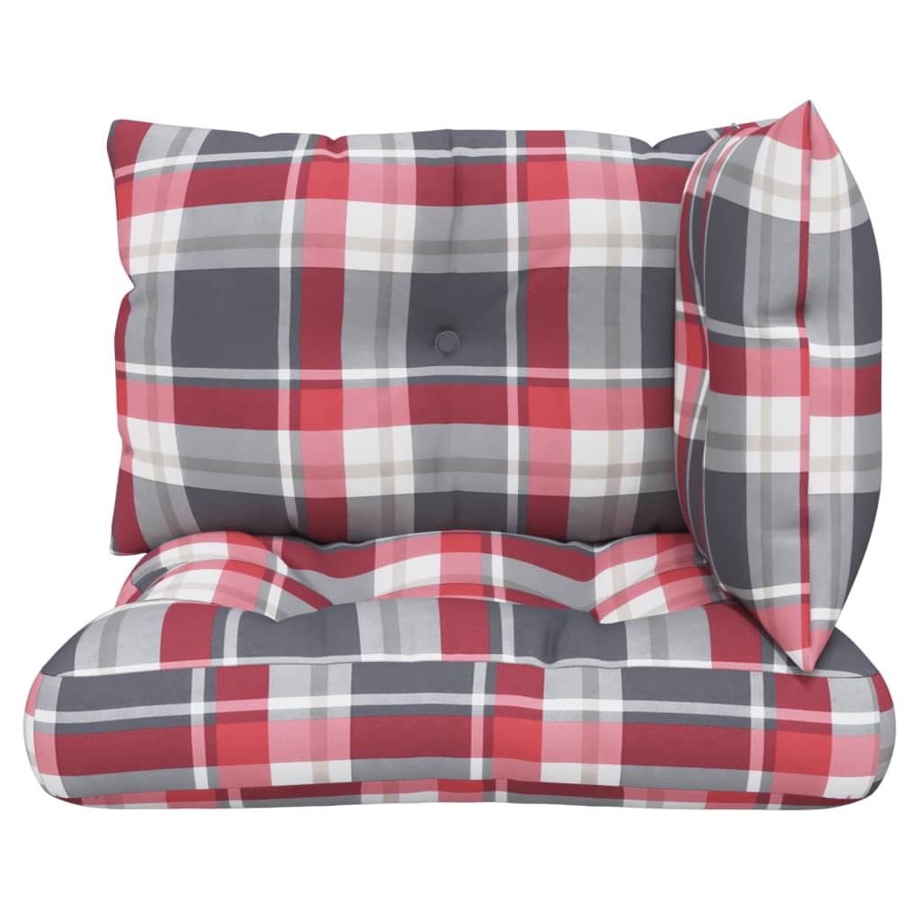 Coussins de palette 3 pièces Tissu à carreaux rouge