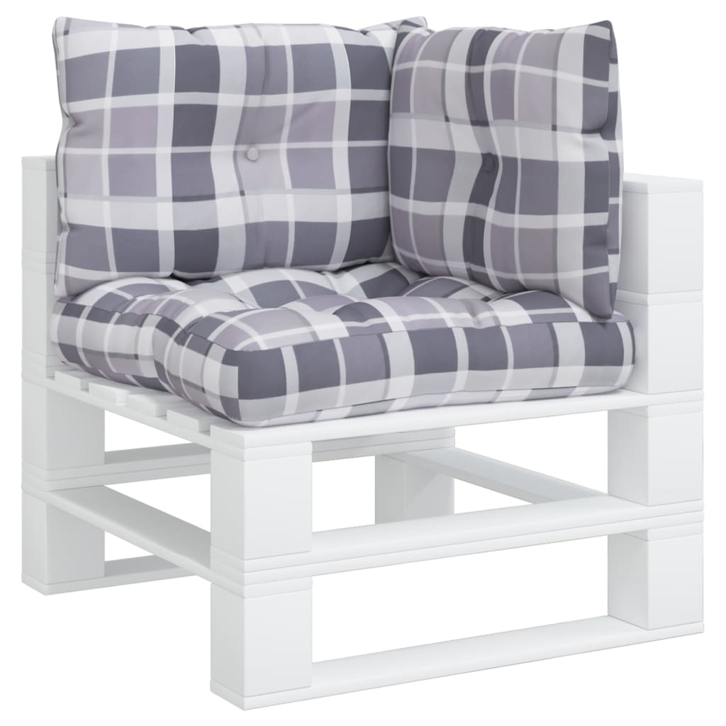 Pallet Cushions, 3-Piece Set, Grey Checkered Fabric