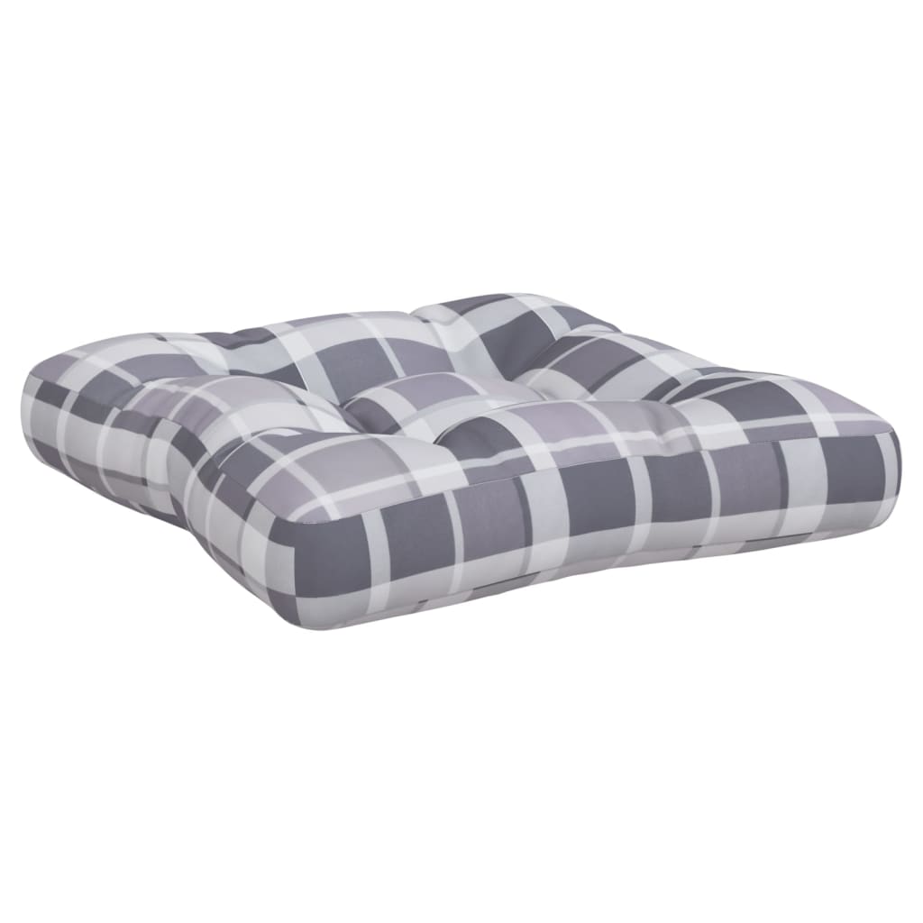 Pallet Cushions, 3-Piece Set, Grey Checkered Fabric