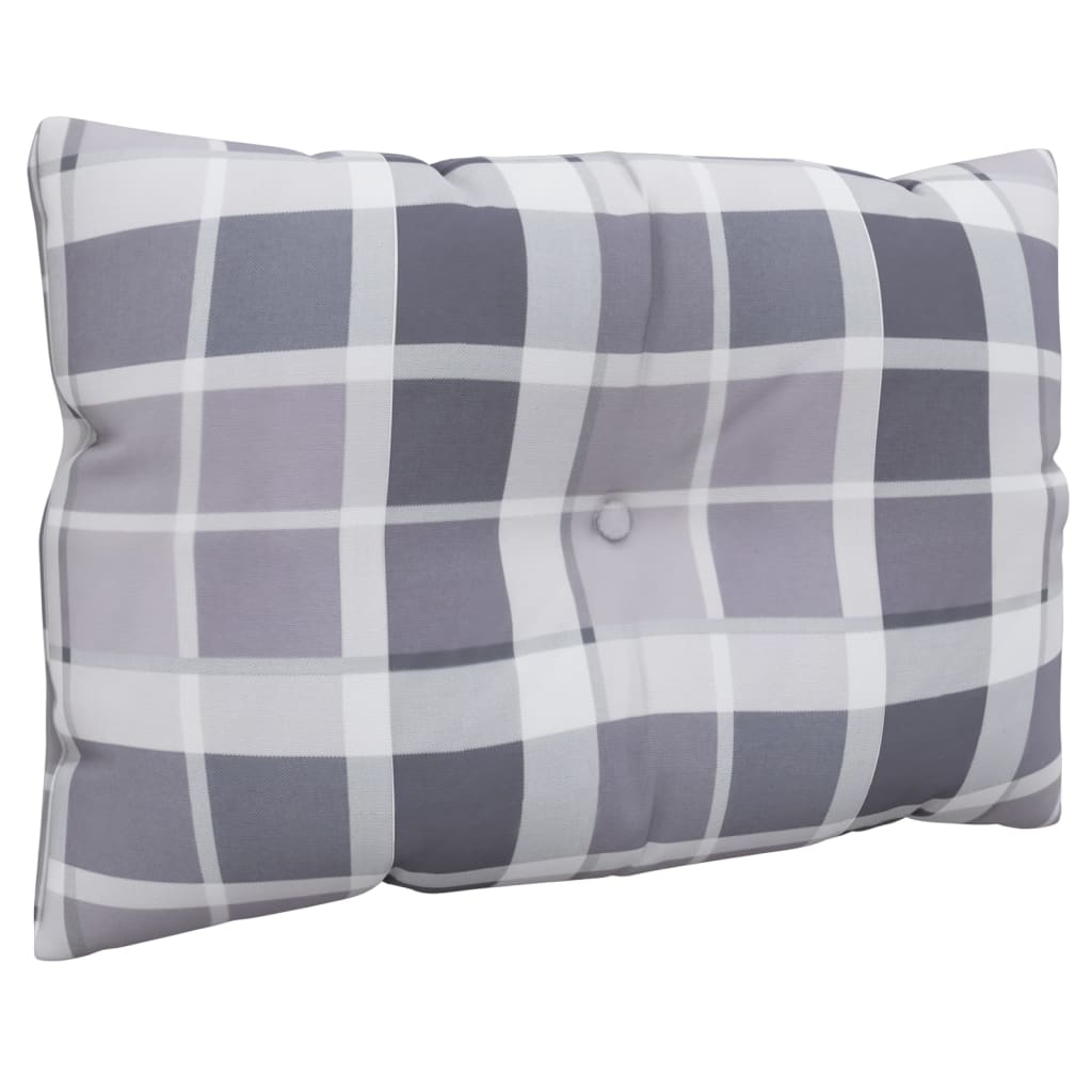 Pallet Cushions, 3-Piece Set, Grey Checkered Fabric