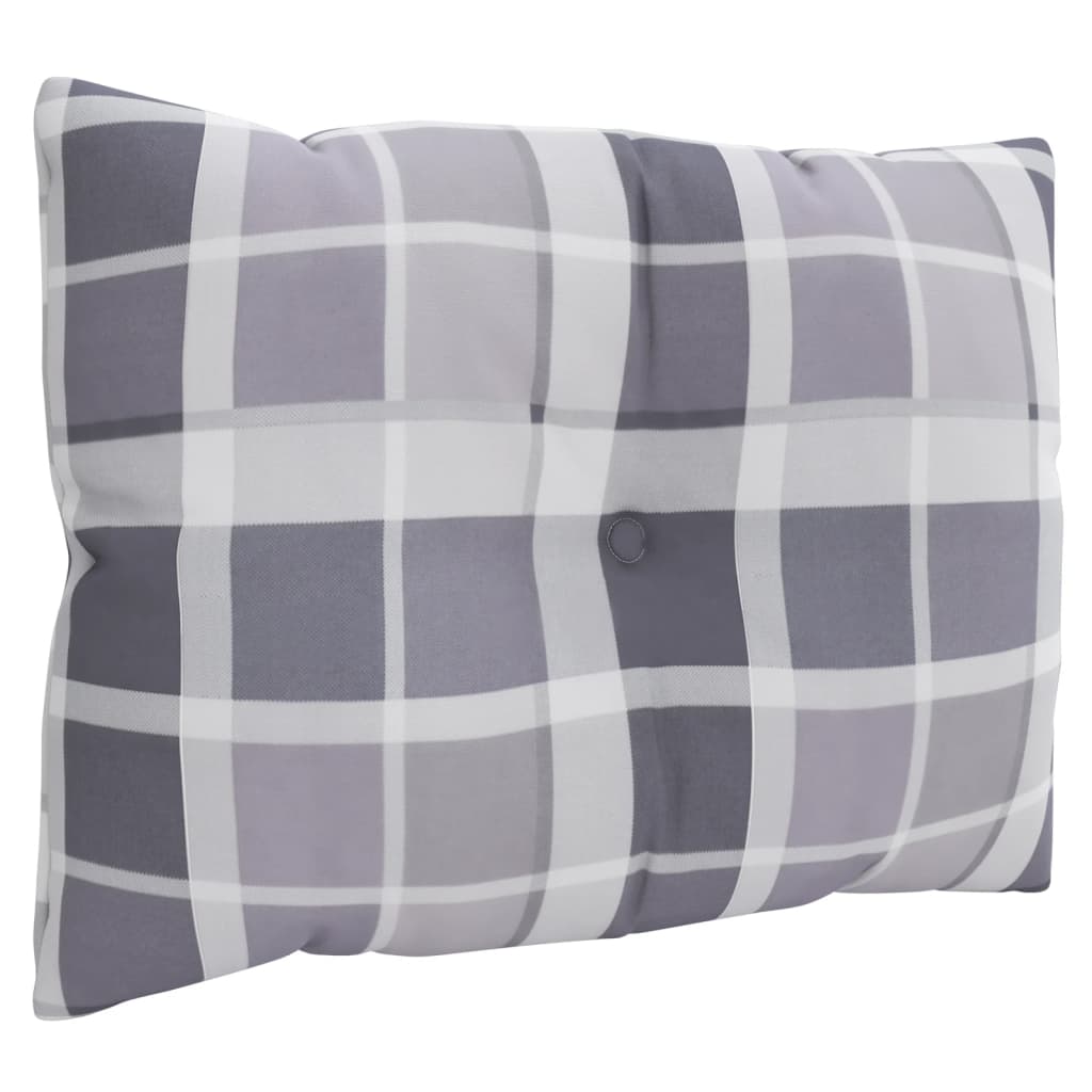 Pallet Cushions, 3-Piece Set, Grey Checkered Fabric