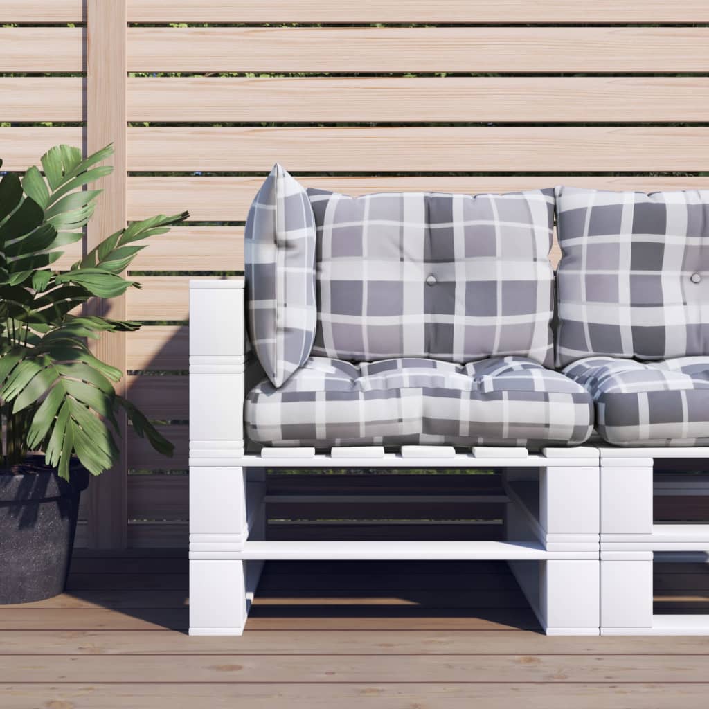 Pallet Cushions, 3-Piece Set, Grey Checkered Fabric