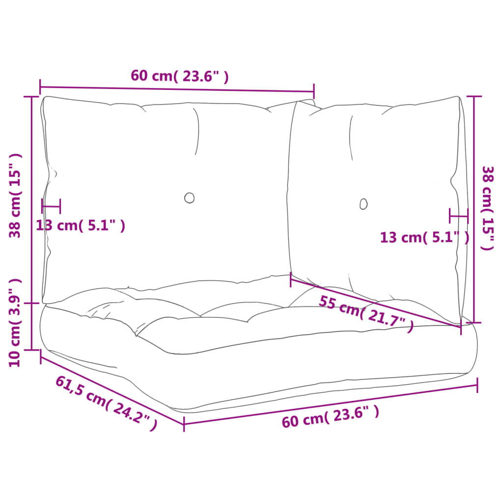 Coussins de palette 3 pcs Tissu Oxford motif feuille