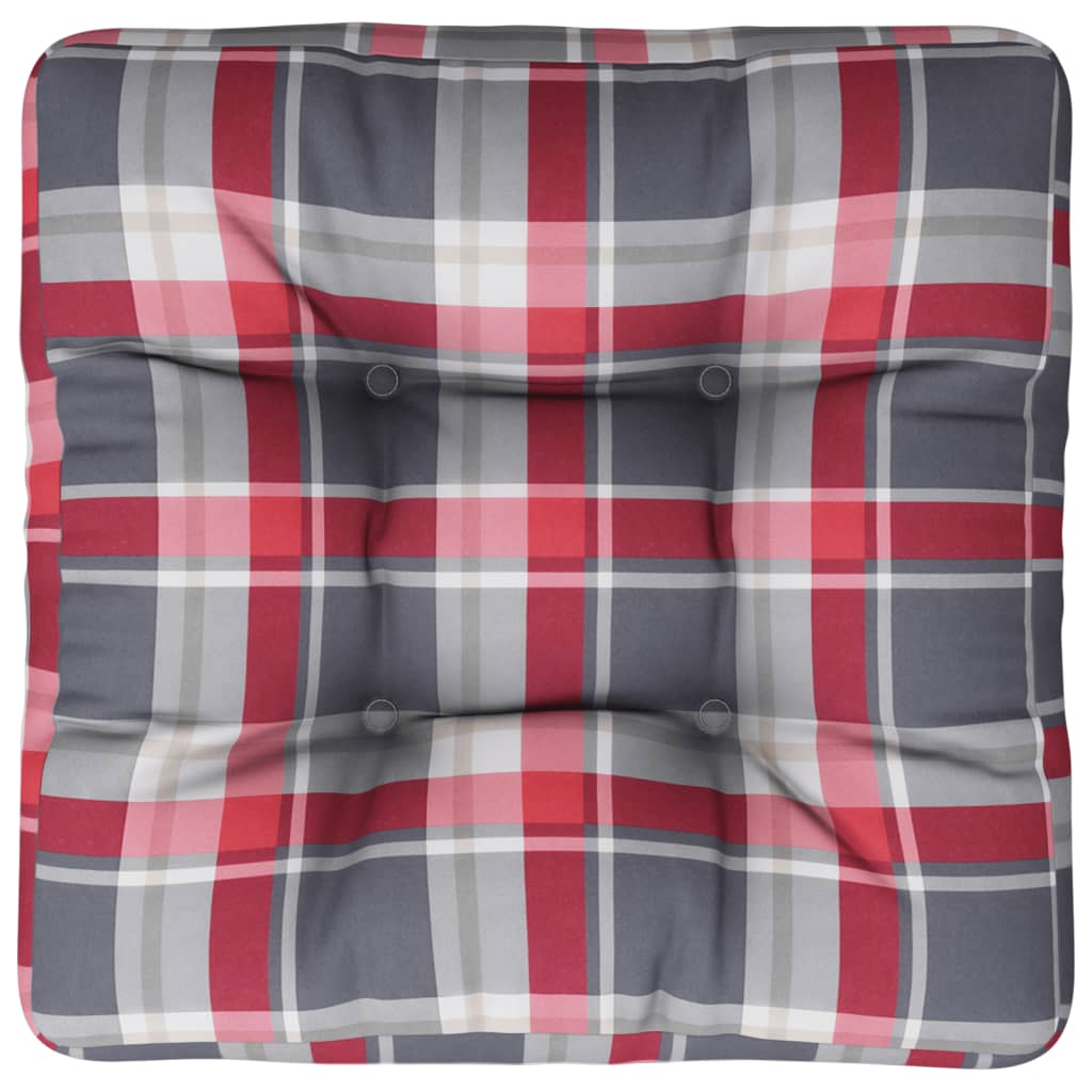 Coussin de palette carreaux rouges 58x58x10 cm Tissu