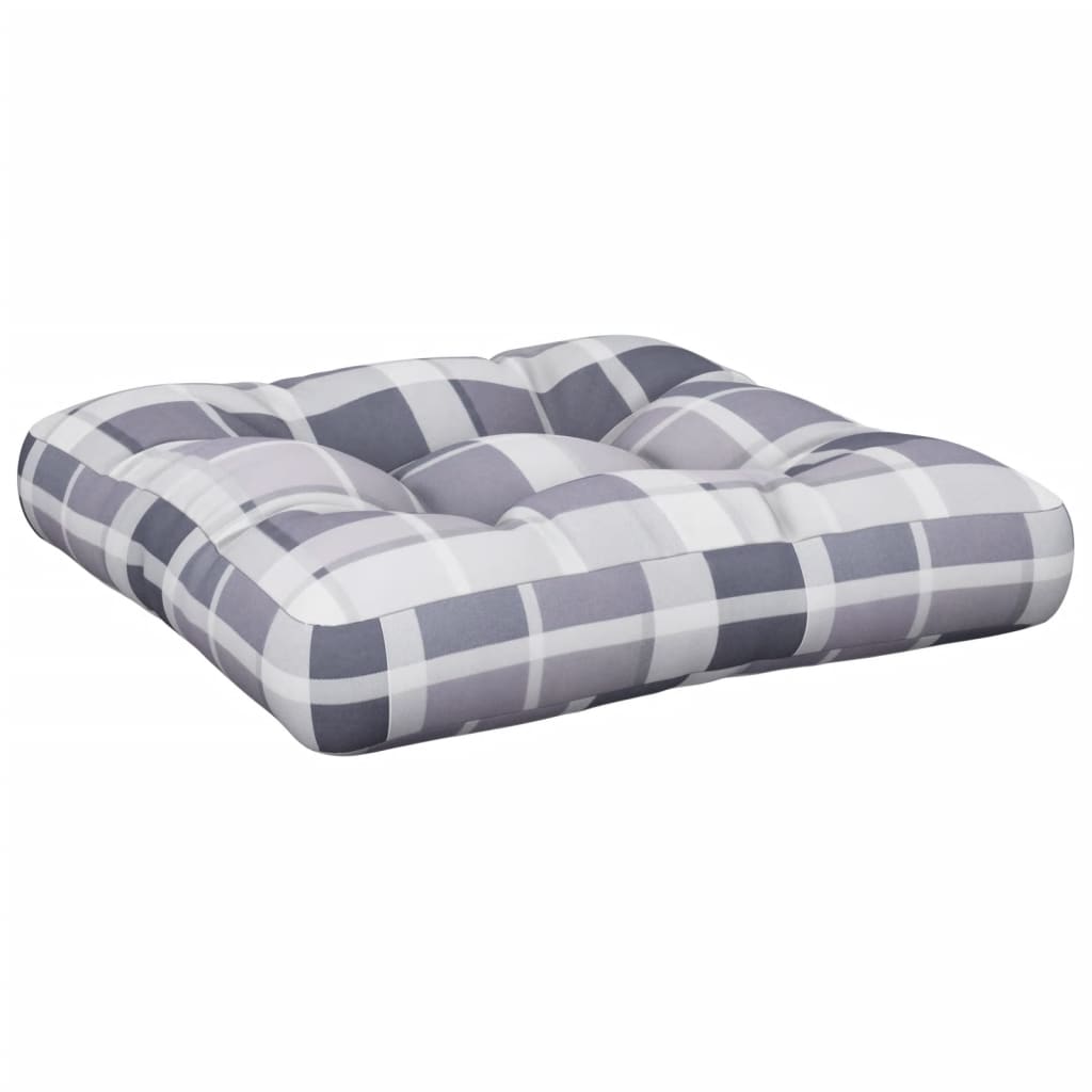 Coussin de palette gris à carreaux 58x58x10 cm Tissu