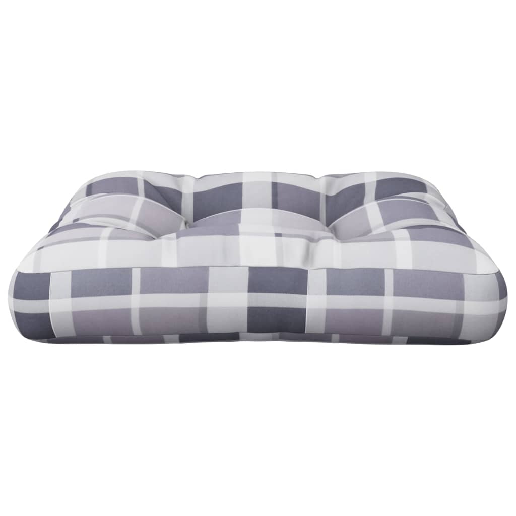 Coussin de palette gris à carreaux 58x58x10 cm Tissu