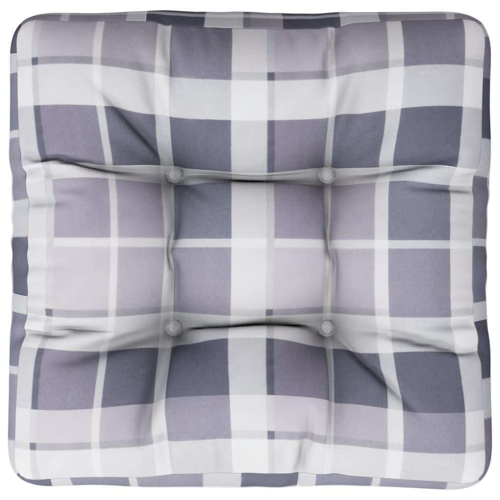 Coussin de palette gris à carreaux 58x58x10 cm Tissu