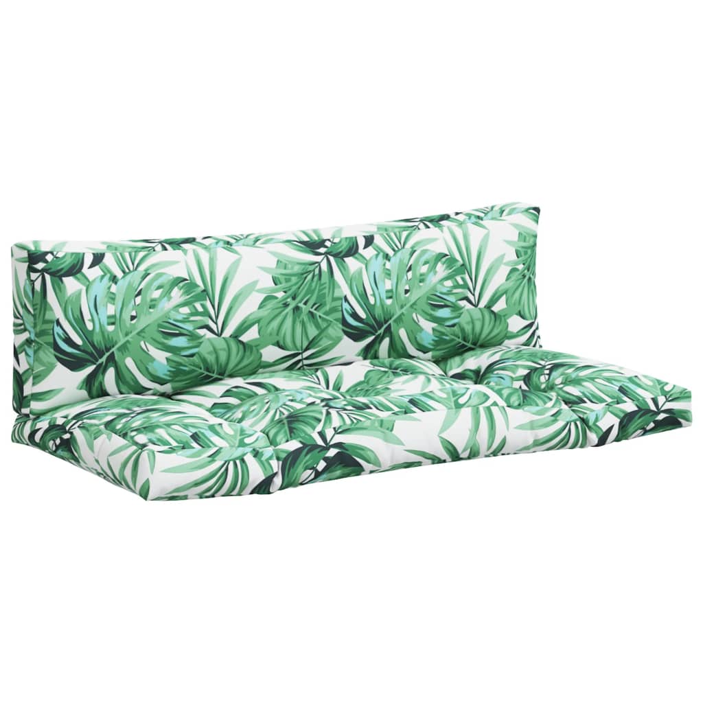 2-piece pallet cushion with leaf pattern fabric