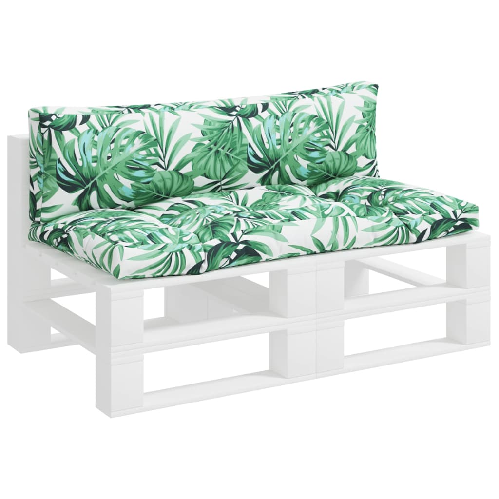 2-piece pallet cushion with leaf pattern fabric