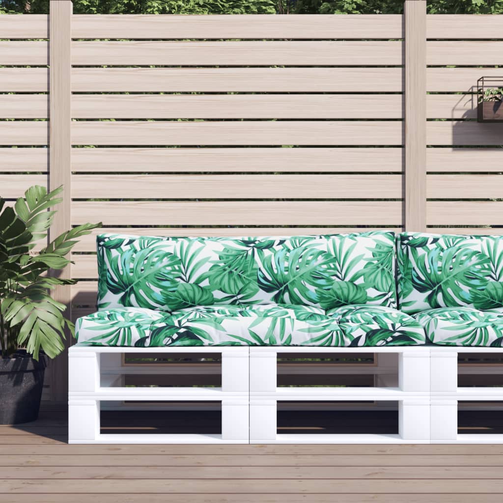 2-piece pallet cushion with leaf pattern fabric