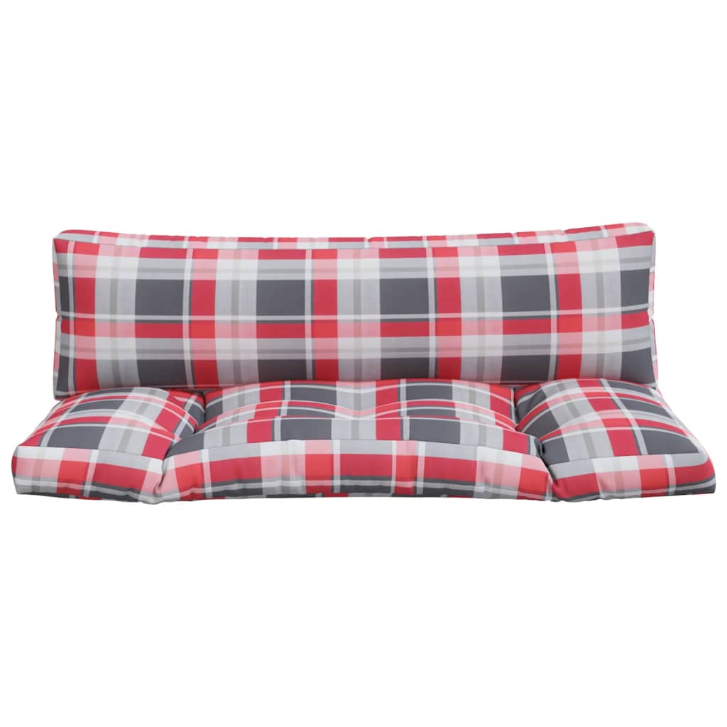 Coussin de palette 2 pièces, rouge à carreaux, tissu