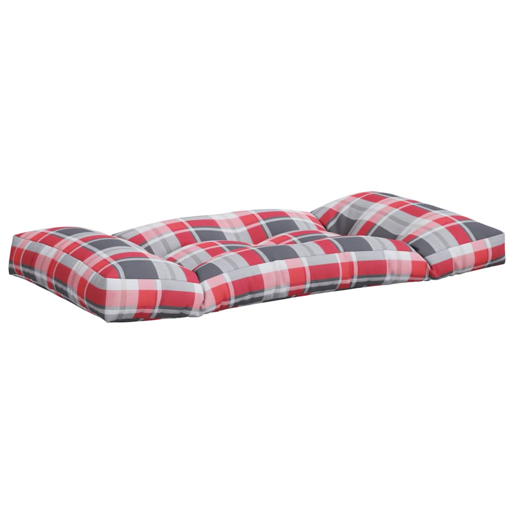 Coussin de palette 2 pièces, rouge à carreaux, tissu