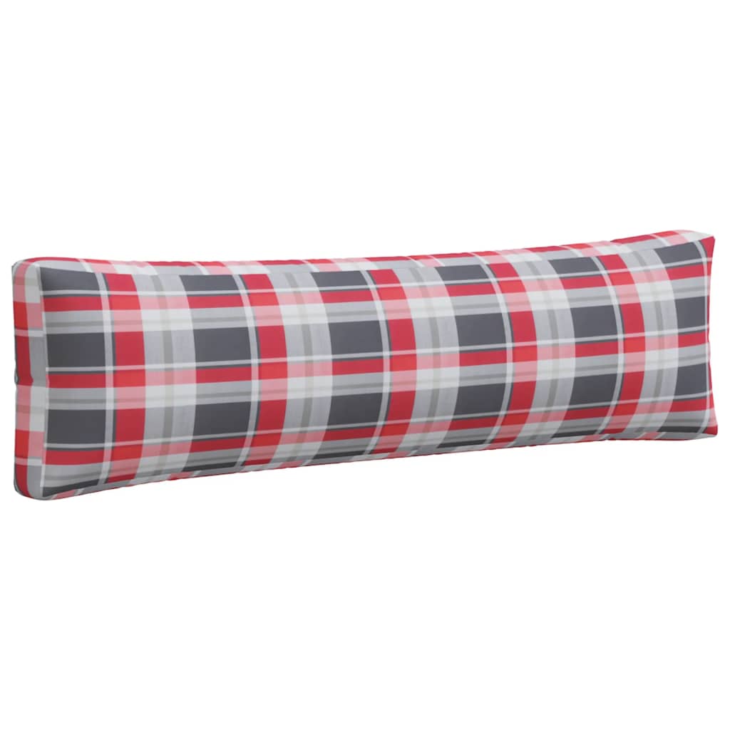 Coussin de palette 2 pièces, rouge à carreaux, tissu