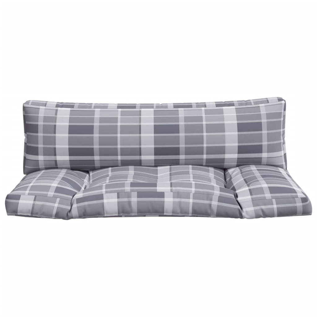 Coussin de palette 2 pièces Tissu à carreaux gris