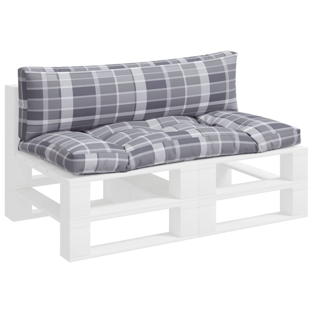 Coussin de palette 2 pièces Tissu à carreaux gris