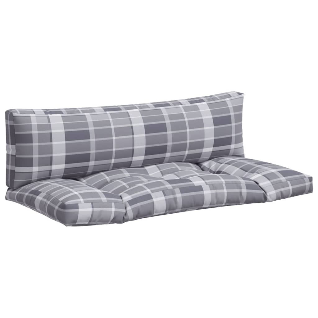 Coussin de palette 2 pièces Tissu à carreaux gris
