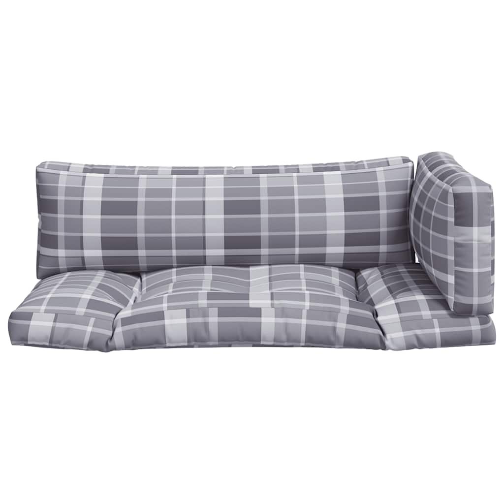 Coussin de palette 3 pièces. Tissu gris à carreaux