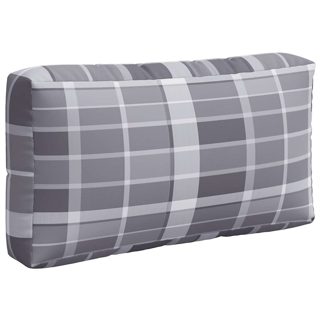 Coussin de palette 3 pièces. Tissu gris à carreaux