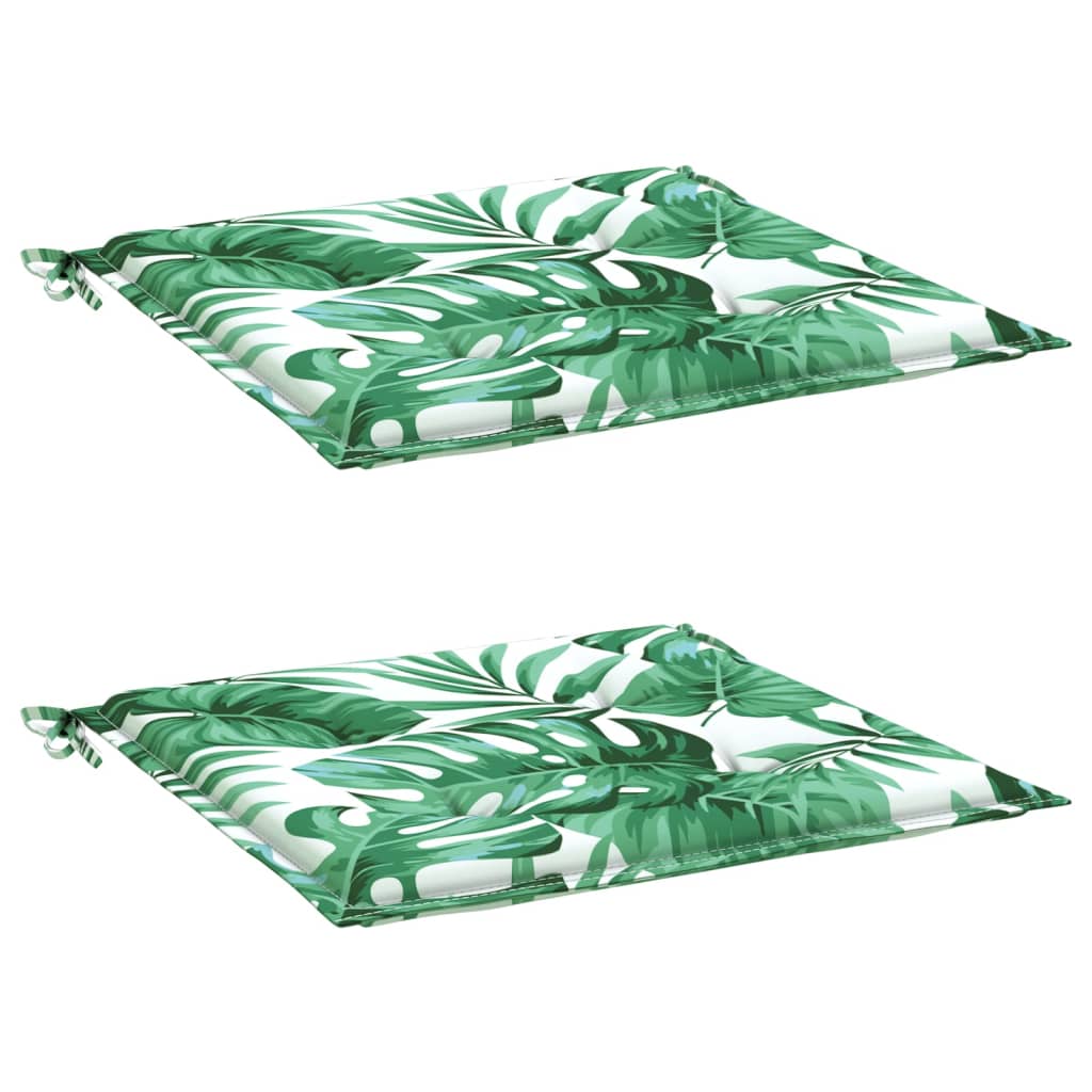Coussins de chaise 2 pcs. motif feuilles 40x40x4 cm Tissu