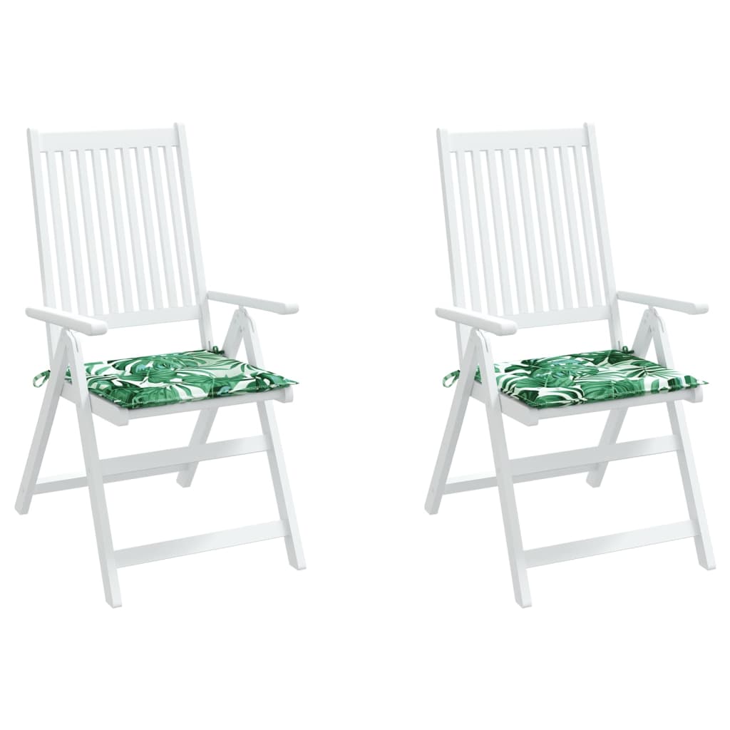 Coussins de chaise 2 pcs. motif feuilles 40x40x4 cm Tissu