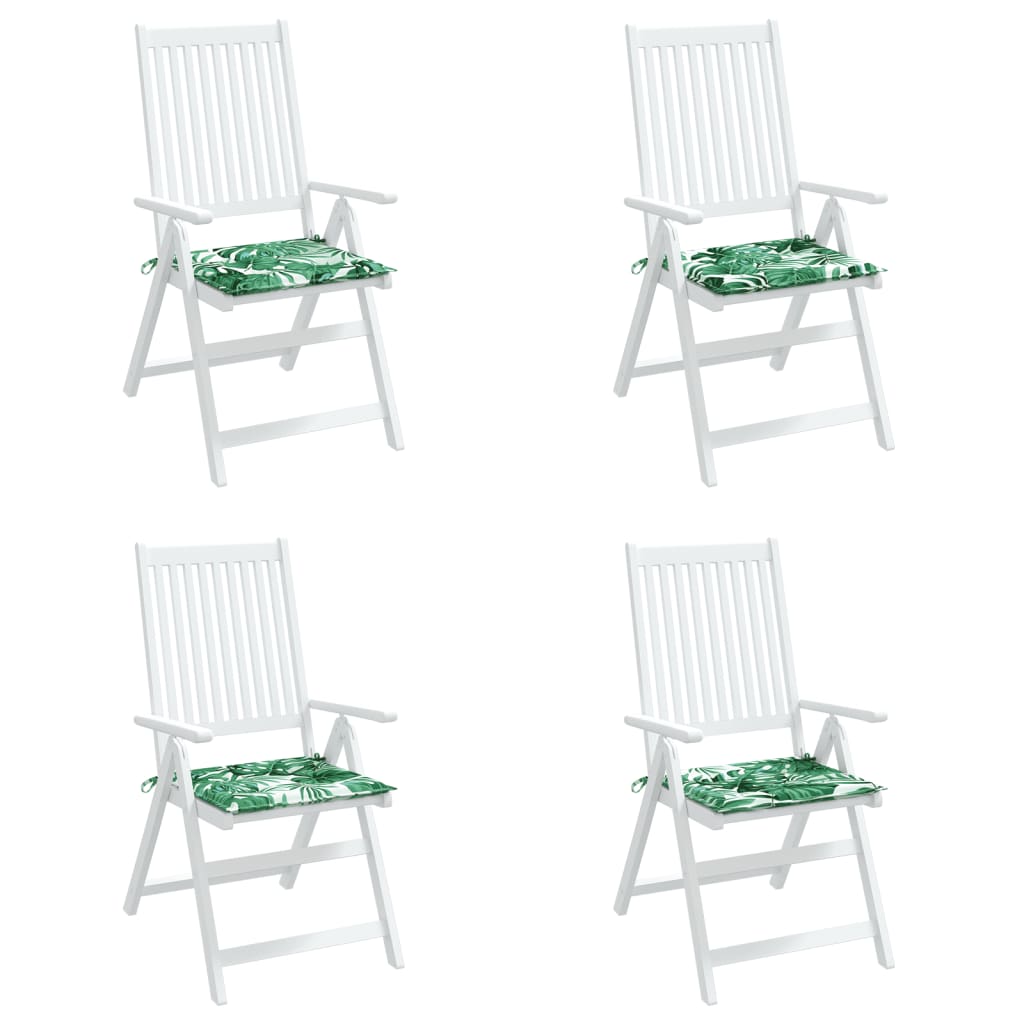 Stuhlkissen 4 Stk. Blattmuster 40x40x4 cm Stoff