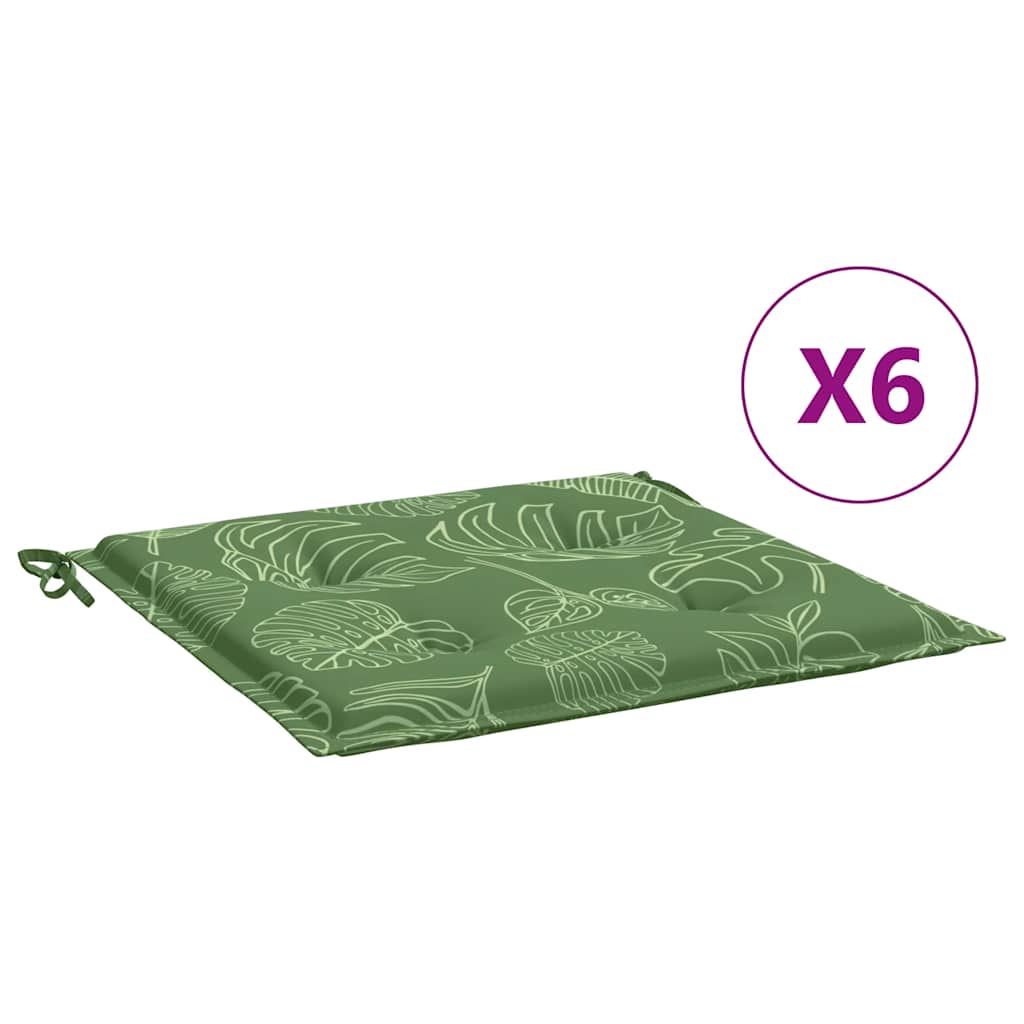 Chair cushions 6 pcs. leaf pattern 40x40x4 cm fabric