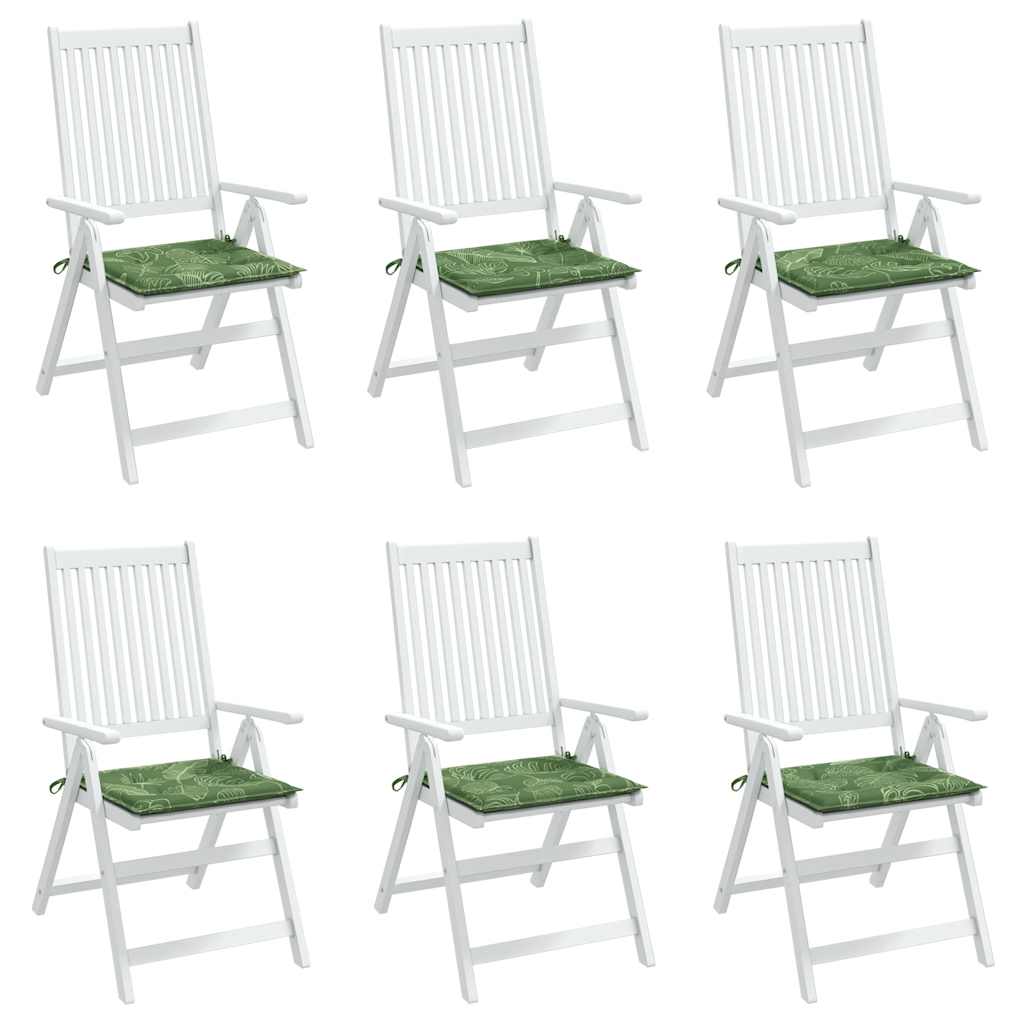 Chair cushions 6 pcs. leaf pattern 40x40x4 cm fabric