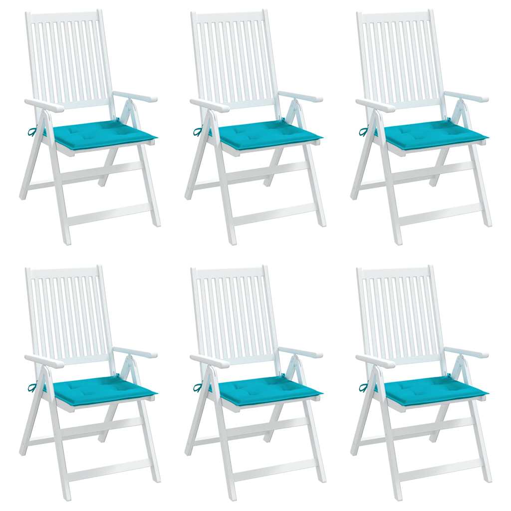 Coussins pour chaises de jardin 6 pcs Turquoise 40x40x4 cm Tissu