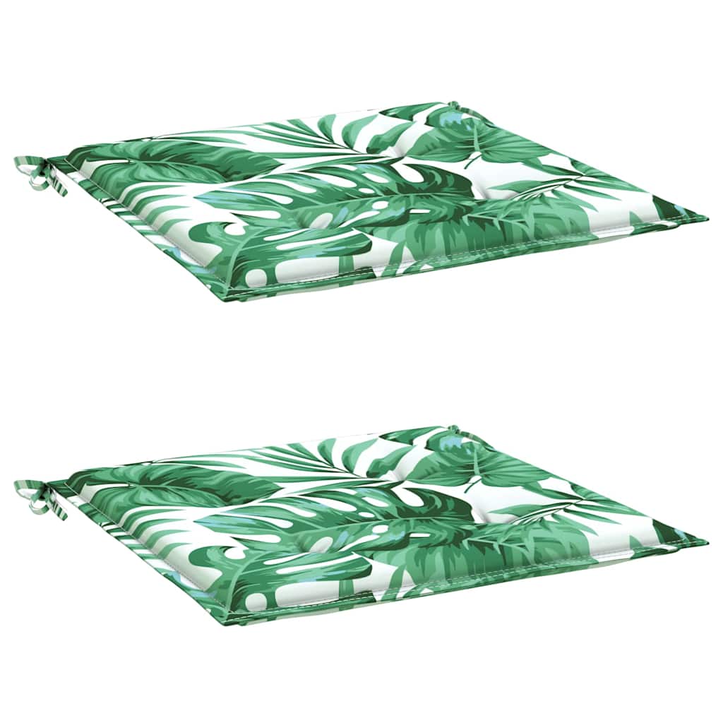 Seat cushions 2 pcs. leaf pattern 50x50x4 cm fabric
