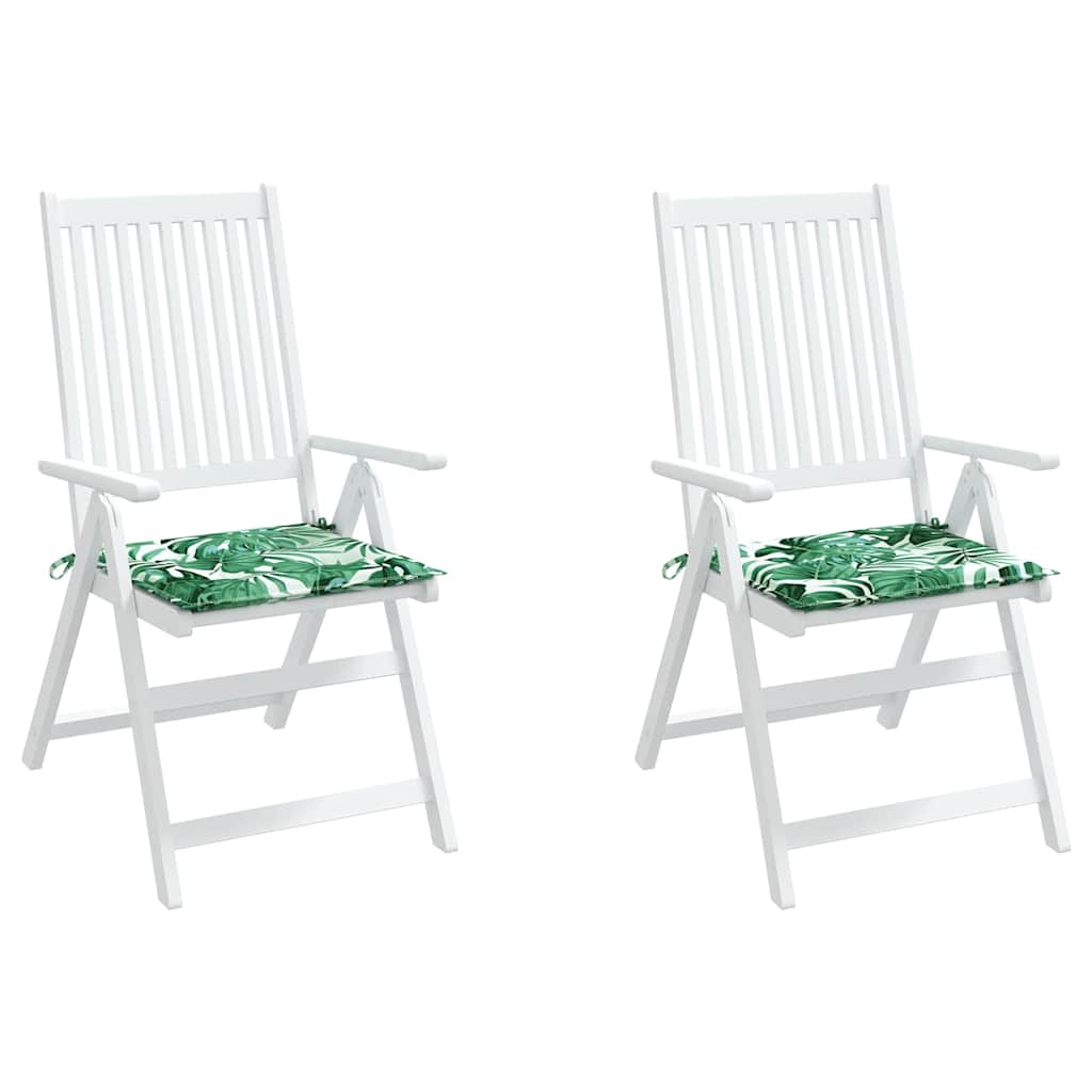 Seat cushions 2 pcs. leaf pattern 50x50x4 cm fabric