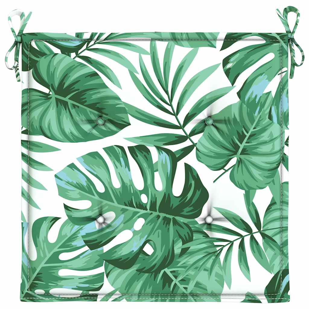 Seat cushions 2 pcs. leaf pattern 50x50x4 cm fabric