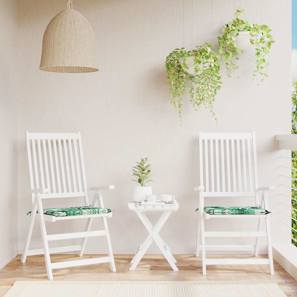 Seat cushions 2 pcs. leaf pattern 50x50x4 cm fabric