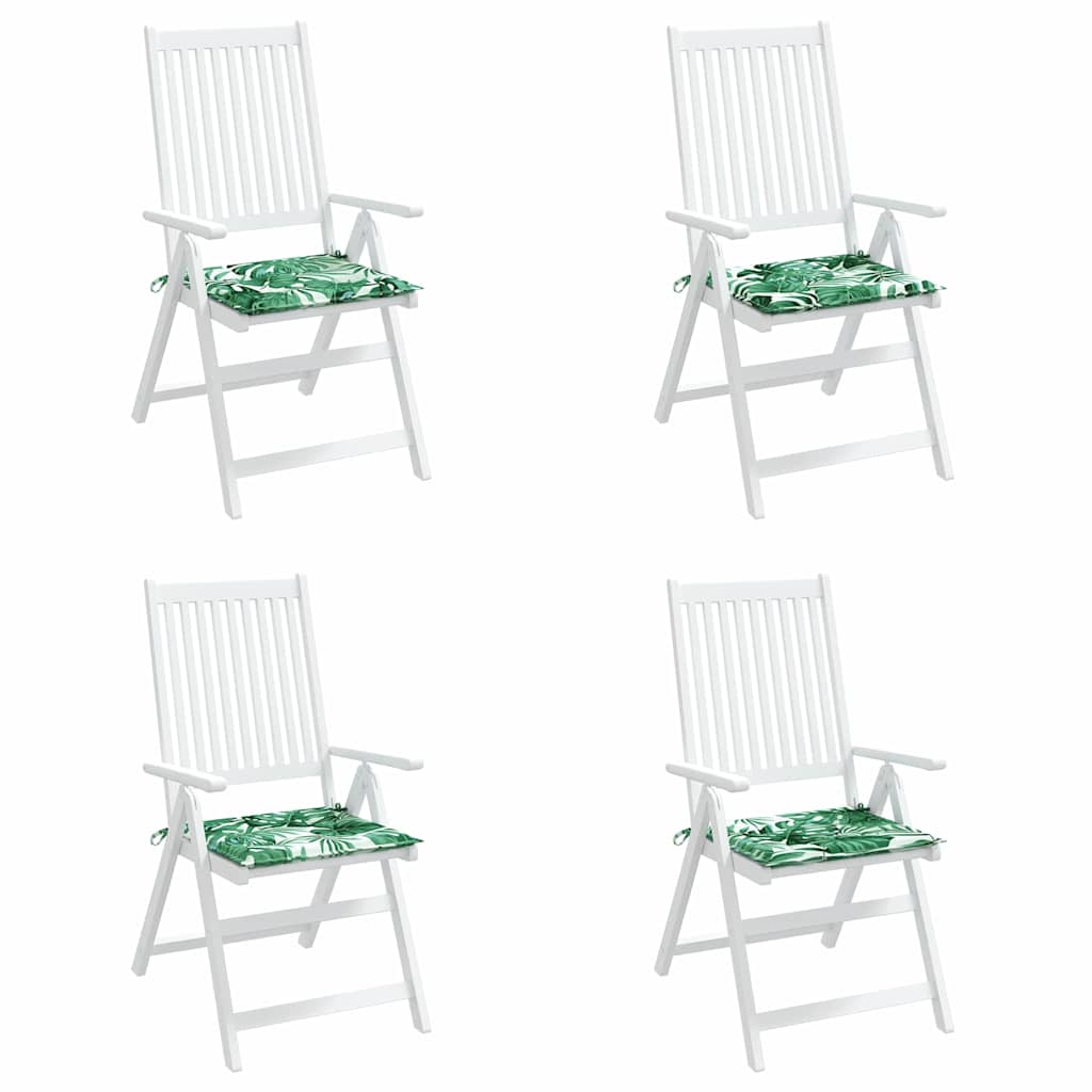 Coussins de chaise 4 pcs motif feuille 50 x 50 x 4 cm tissu Oxford