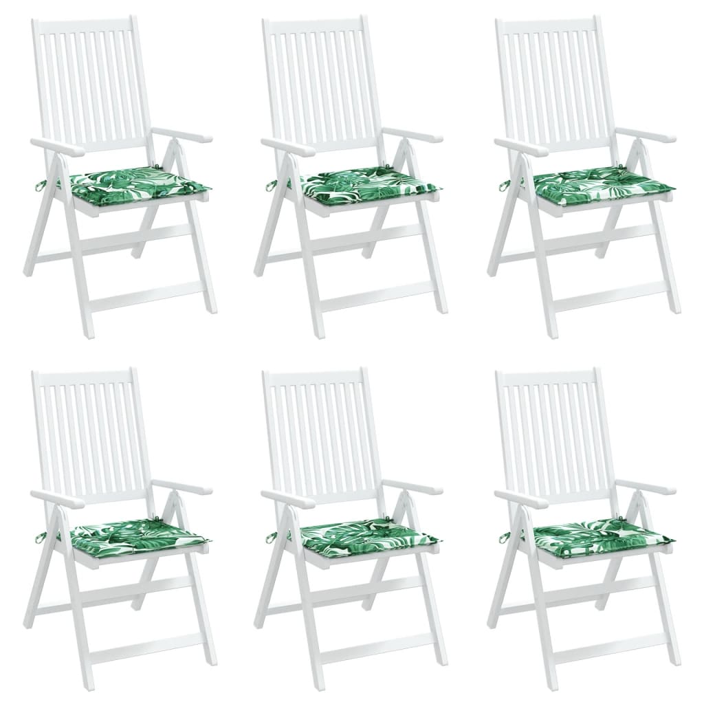 Coussins d'assise 6 pcs motif feuilles 50x50x4 cm Tissu